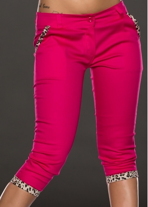 Fuchsia capri bukser med leopard